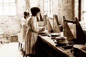 Workers in an earthenware pottery factory, Victorian period