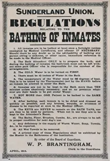 Regulations Prints: Workhouse Bathing Regulations, Sunderland, County Durham