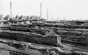 Stacks Prints: Workington Steel Works Pig Iron Stacks early 1900s