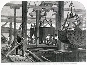The works for the London, Chatham and Dover Railway Bridge at Blackfriars, London The works for the London, Chatham and Dover Railway Bridge at Blackfriars, London