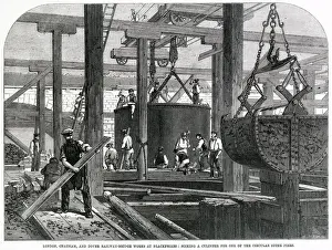 Piers Prints: The works for the London, Chatham and Dover Railway Bridge at Blackfriars, London