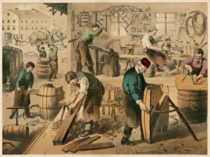 1875 Collection: Workshop of a cooper (barrel maker)