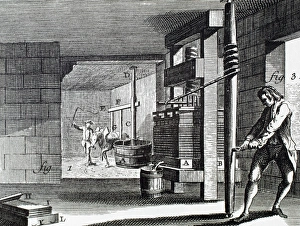 Workshop dedicated to handcrafting the paperboard. 18th cent Workshop dedicated to handcrafting the paperboard. 18th cent