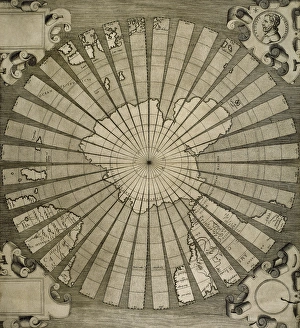 Antonius Gallery: World map. South Pole. Map by Antonius Florianus. Engraving