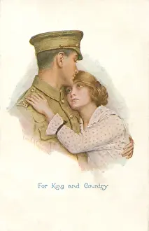 Cuddling Prints: A World War I soldier and his sweetheart