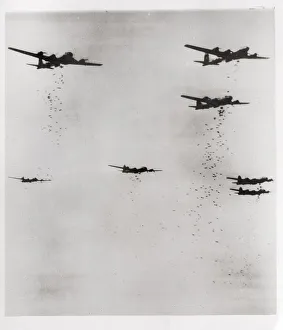 Yokohama Prints: World War II B-29 Superfortress bombers, Yokohama