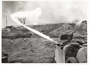Images Dated 8th February 2021: World War II battle for Senio River in Italy, a flamethrower