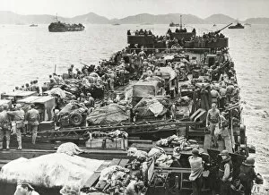World War II US landing craftsIheya Island in the Pacific