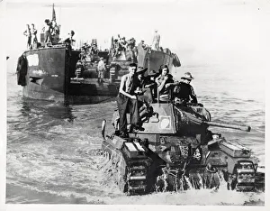 Coming Prints: World War II tank coming ashore, western front c. 1944