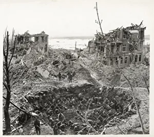 Capture Prints: World War II Wesel - German prisoners in shell hole