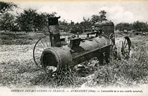 Oise Prints: World War One Ruined Traction Engine, Avricourt, Oise