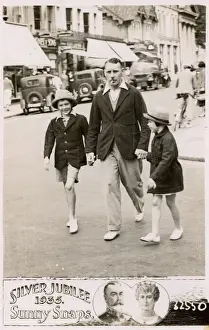 Candid Prints: Worthing Sussex - Father with his son and daughter