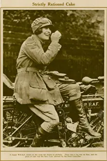Wraf Prints: WRAF on a motorcycle, having a tea break, WW1