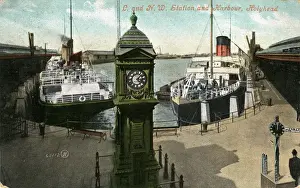 Gwynedd Prints: Wrap-around Railway Station & Harbour, Holyhead, Glamorgan
