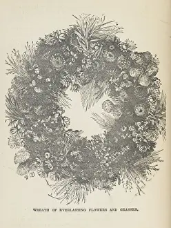 Shirley Prints: Wreath of everlasting flowers and grasses