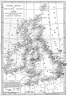 Images Dated 22nd June 2004: Wreck Chart of the British Isles For 1868