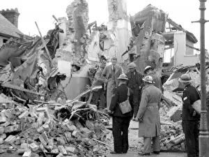 Debris Prints: Wreckage of German bomber on house in Bromley, WW2