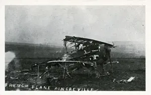 Meuse Prints: Wrecked French Biplane, Aincreville, Meuse