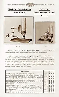 Wrench incandescent gas lamp for magic lantern projector