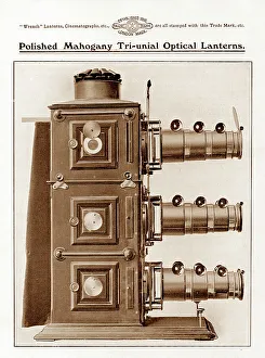 Triple Prints: Wrench mahogany triunial magic lantern projector