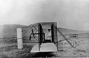 Kitty Prints: The Wright aeroplane from the side at Kitty Hawk