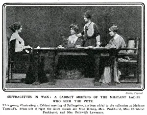 Images Dated 27th January 2021: WSPU leaders at Madame Tussaud s. From left to right, the wax figures are of Annie Kenny