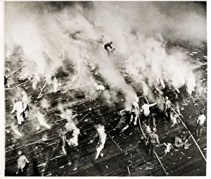 Intrepid Prints: WW II - crew of USS Intrepid aircraft carrier put out fires