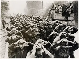 WW II - German prisoners marching following capture