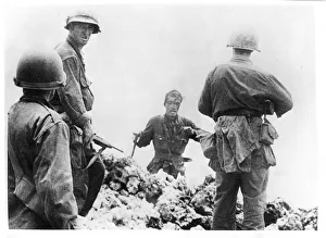 Images Dated 8th February 2021: WW II - Japanese navy officer surrenders on Okinawa