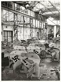Bombing Collection: WW II - partly assembled Focke-Wulf 190 Bremen factory
