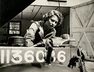 Images Dated 8th February 2021: WW II - Princess Elizabeth working as a mechanic