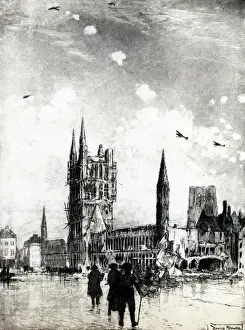 WW1 - Air battle over the Ypres, Belgium, 1915