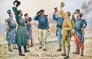 Saluting Collection: WW1 Allegory - The Allies greet the arriving Italian Soldier