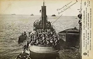 Disembarkation Prints: WW1 - Balkans - French troops leave the Provence on a tug