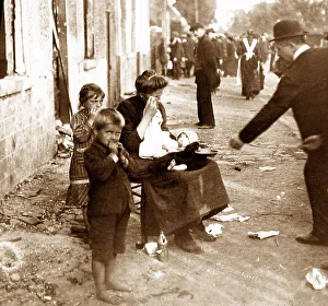 Begging Prints: WW1 Belgian woman and children begging in front
