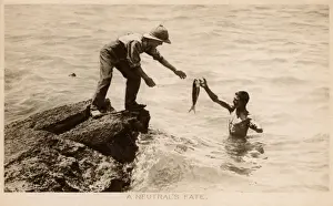 Fired Prints: WW1 - British soldiers land fish killed by shell Dardanelles