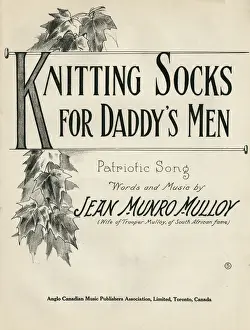 Knitted Prints: WW1 Canadian knitting song, music sheet cover