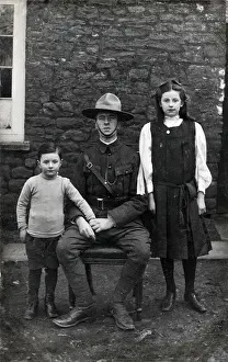 WW1 - Canadian Mountie with his two children