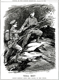 Ally Gallery: WW1 - Cartoon - Britain joins her allies