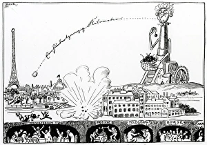 Attacks Collection: WW1 - Cartoon - German gun Big Bertha