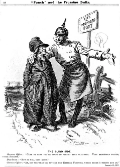 Prussia Gallery: WW1 - Cartoon - The Prussian Bully and Blind Side