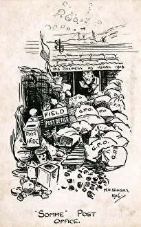 Somme Prints: WW1 cartoon, Somme Post Office