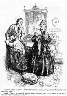Knitter Prints: WW1 cartoon - woman knitting