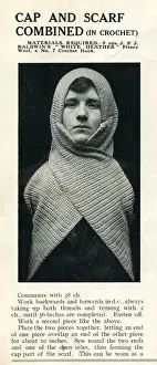 Crocheted Prints: WW1 crocheted cap and scarf combined for soldiers