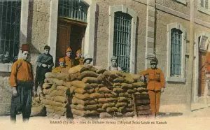 Sandbags Prints: WW1 - Defences, St. Louis French Military Hospital, Damascus