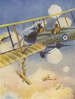 Biplanes Prints: Another Down - WW1 dogfight