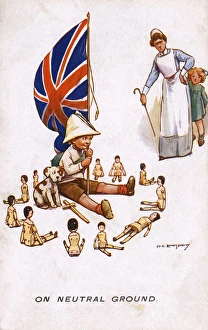 Pretending Gallery: WW1 era - Comic Postcard - On Neutral Ground