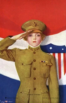 Images Dated 12th March 2019: WW1 - Female US Soldier saluting