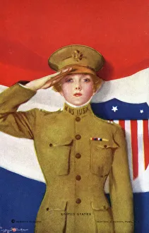 Images Dated 12th March 2019: WW1 - Female US Soldier saluting