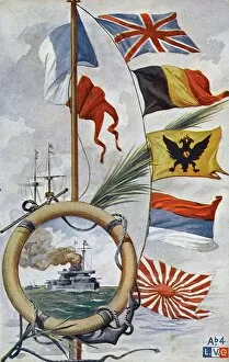 Pennants Collection: WW1 - Flags of the Allies - French postcard